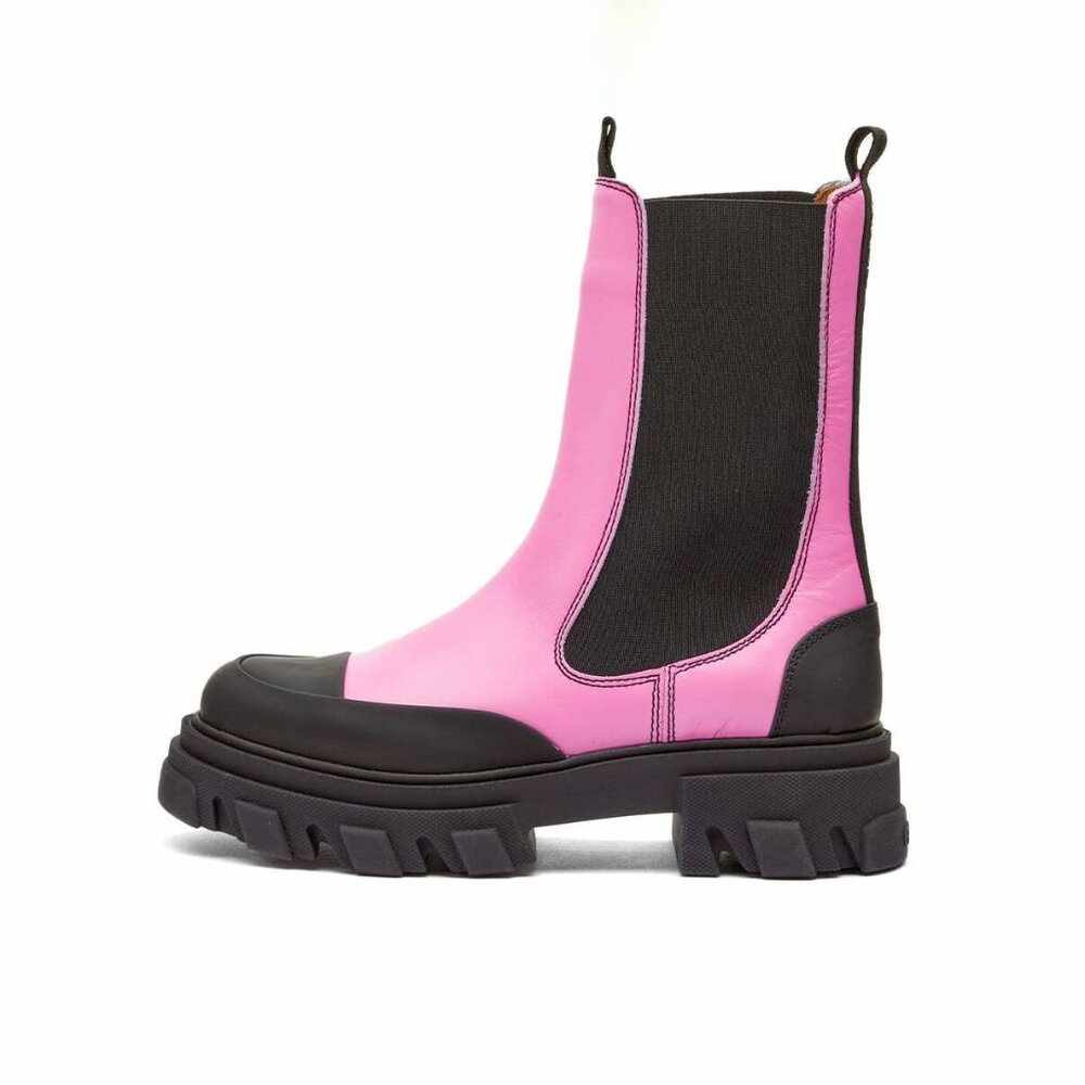 GANNI Cleated Mid Chelsea Boot Cyclamen Pink Size EU 37 US 7